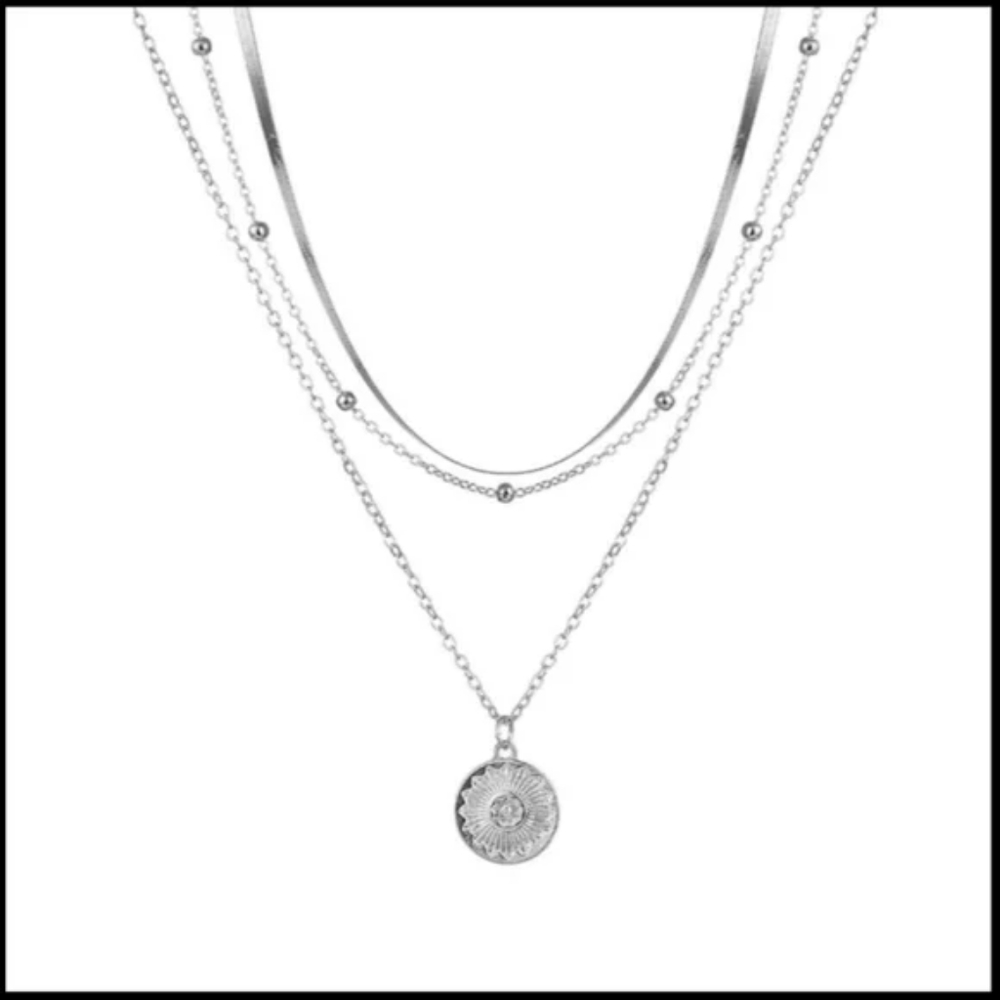 Multilayer blade boho silver Clavicle Necklace - Picture 3 of 3